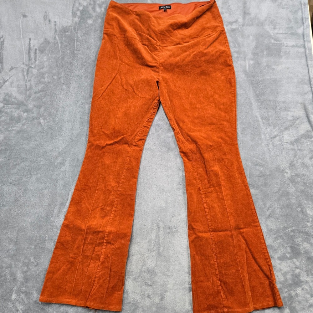 Athena Marie Burnt Orange Corduroy Flare Pants Womens Size XL 36W High Rise